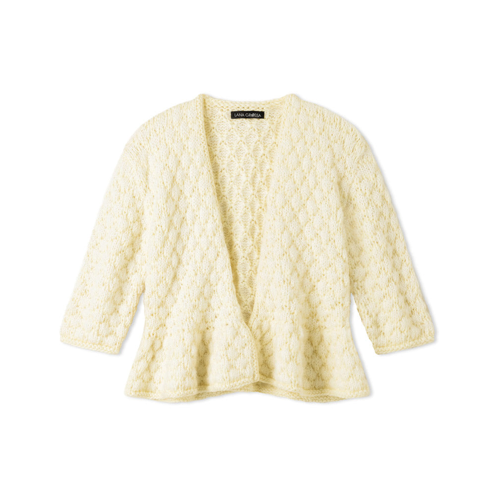 Lana Grossa Filati Journal No. 72 model 1 - crèmekleurig vest met structuurpatroon, vrijstaand model