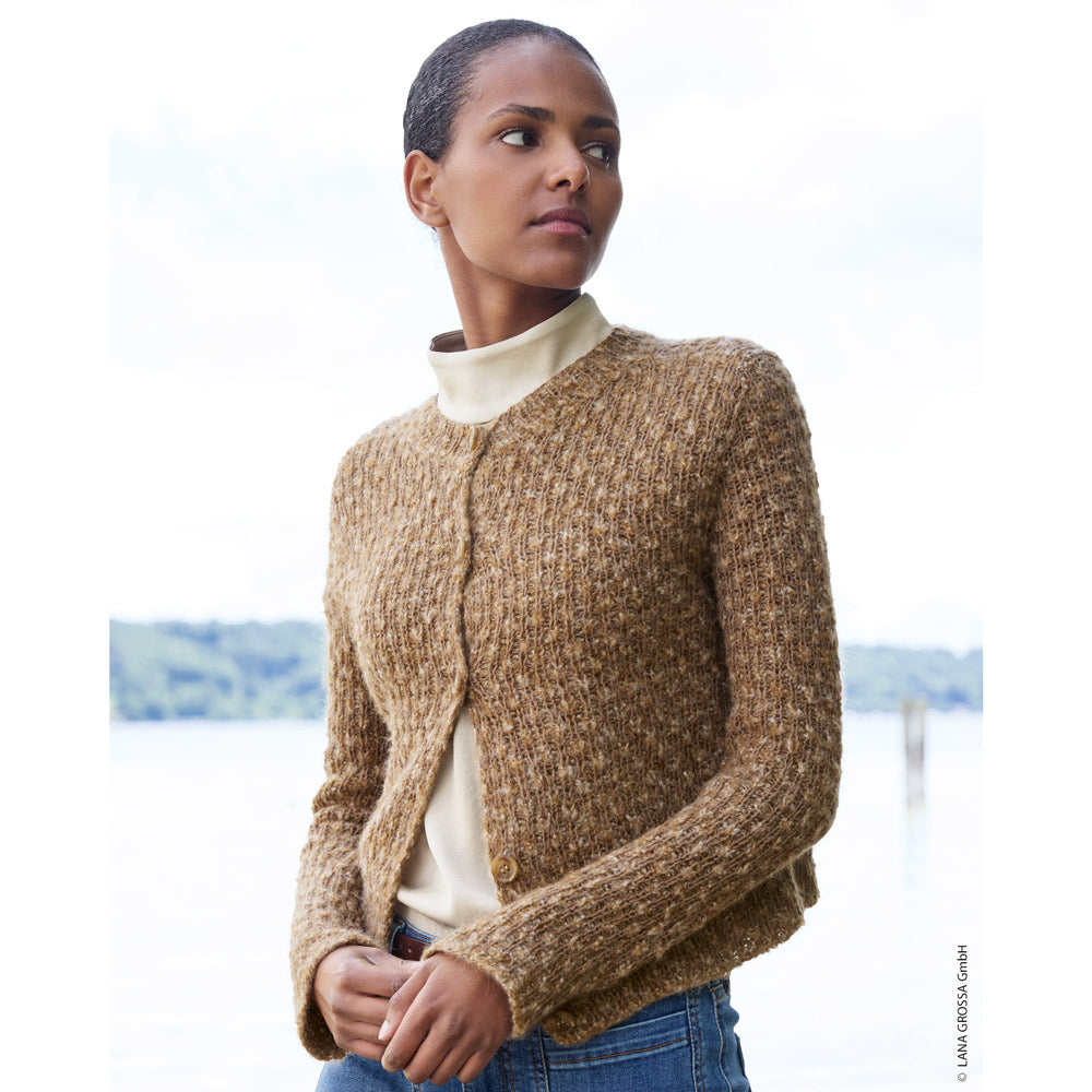 Lana Grossa Filati Journal No. 72 model 33 - camel patroonvest, detail en pasvorm