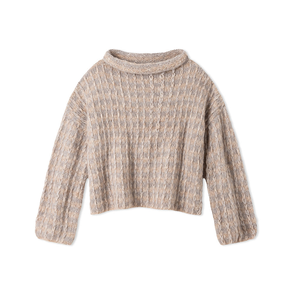 Lana Grossa Filati Journal No. 72 model 3 - beige coltrui met structuurpatroon, vrijstaand model