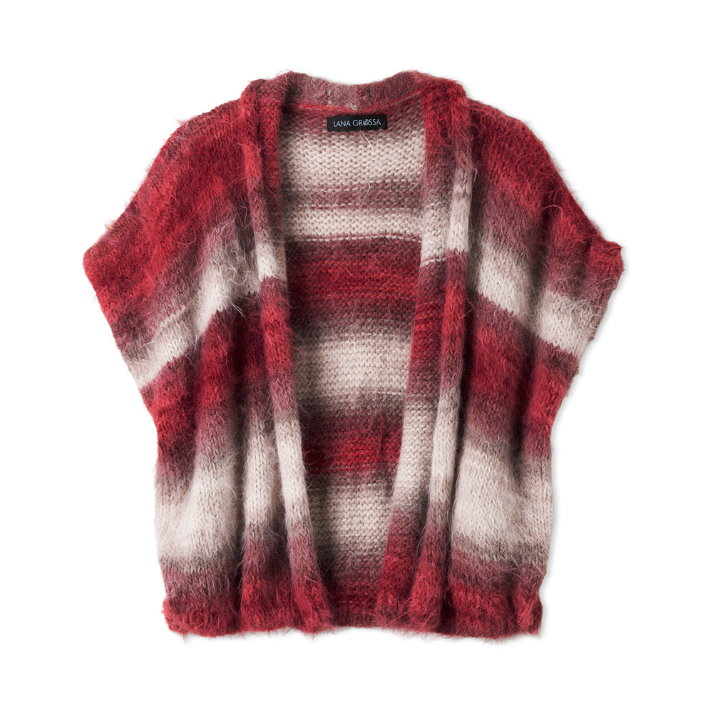 Lana Grossa Filati Journal No. 72 model 49 - rood-wit gestreept mouwloos vest, vrijstaand model