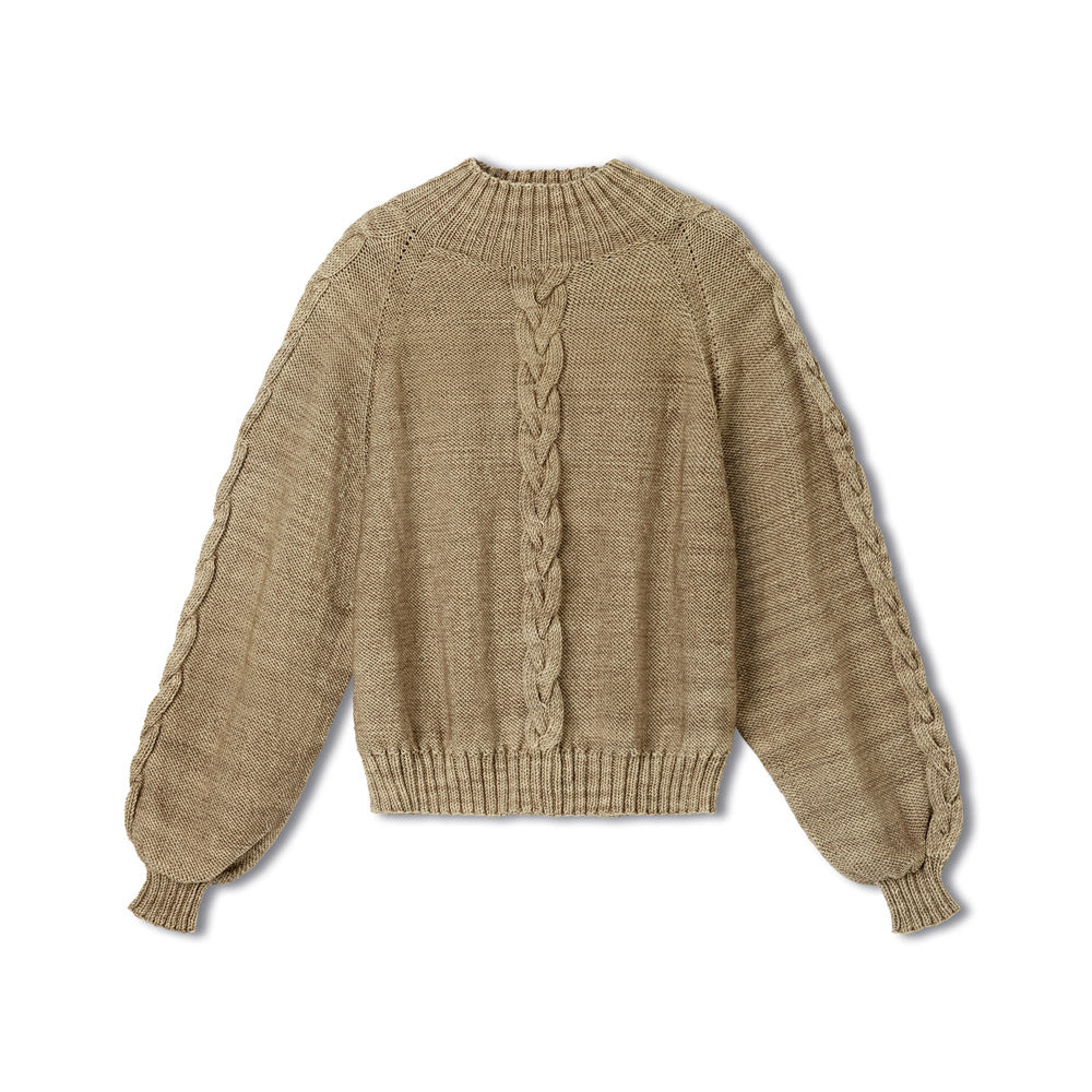 Detail van damestrui in Lana Grossa Cool Wool Vintage Big 7198 Petrolgroen