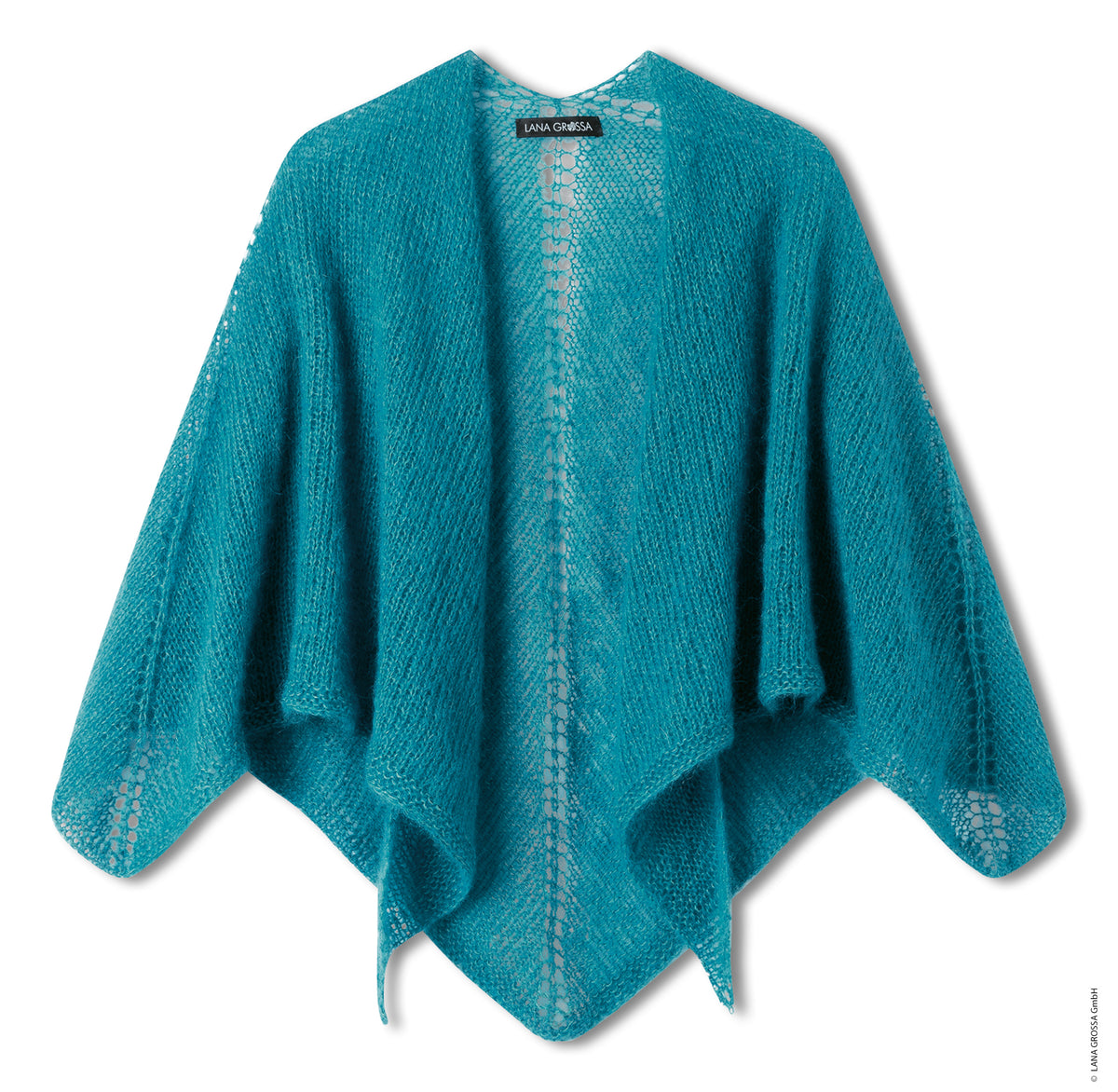 Lana Grossa Doeken & Co Nr. 10 model 12 - turquoise omslagdoek, vrijstaand - Silkhair