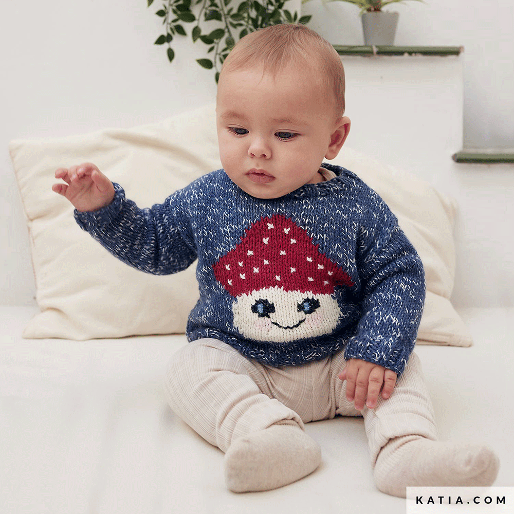 Patroon breien haken baby trui herfst winter katia — gemaakt met Katia Basic Merino (6)