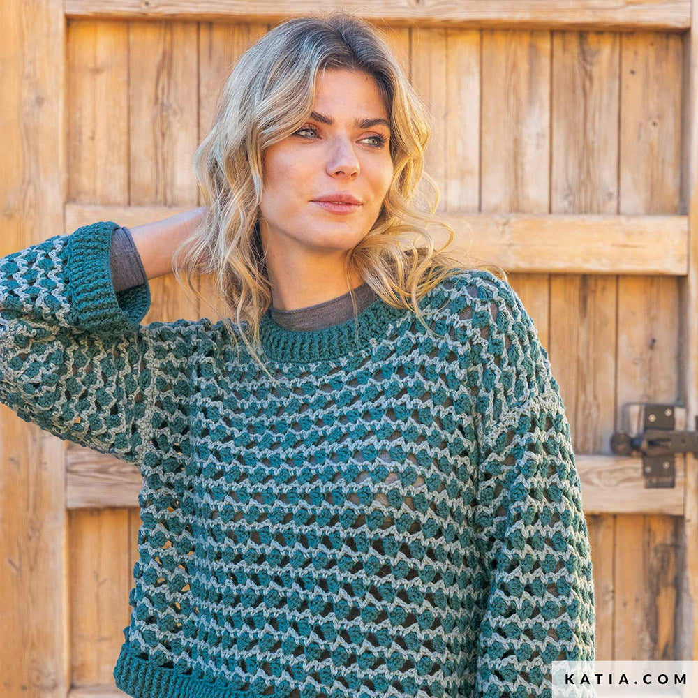 Patroon breien haken dames trui herfst winter katia — gemaakt met Katia Basic Merino