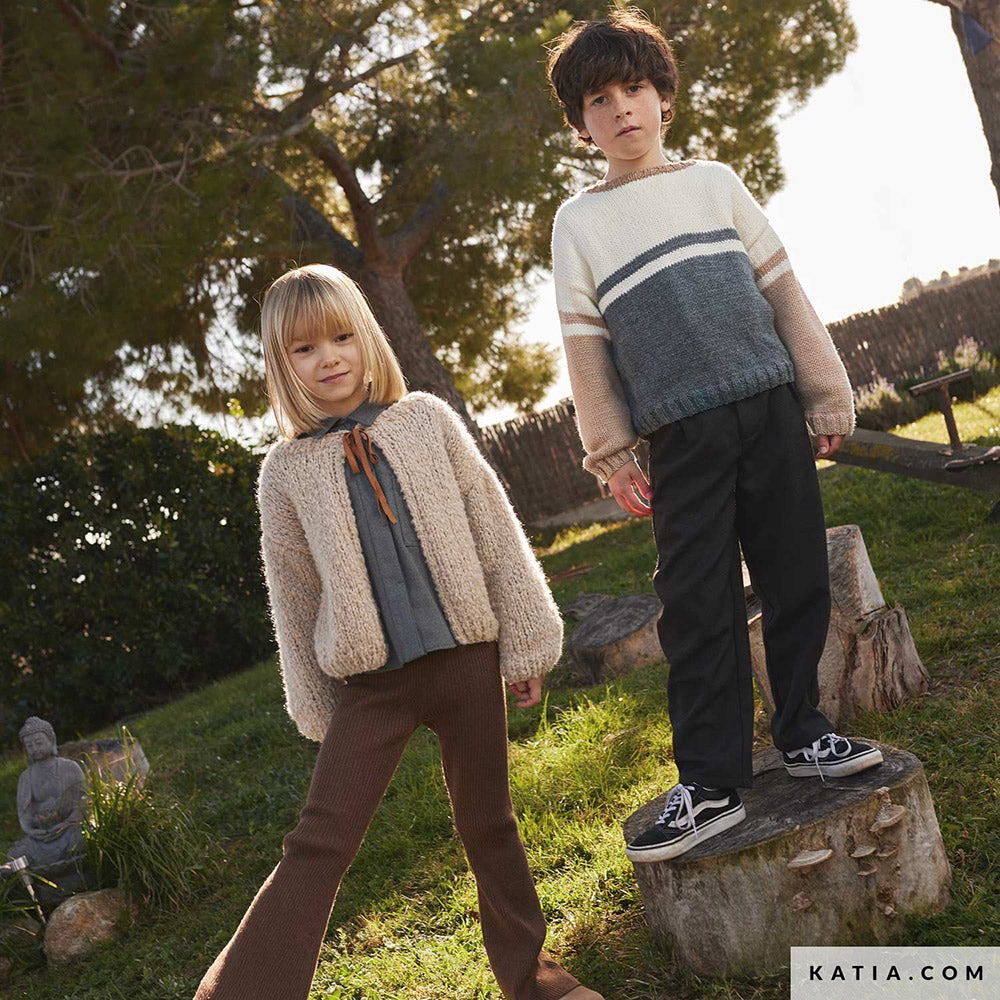 Patroon breien haken kinderen jas herfst winter katia — gemaakt met Katia Basic Merino