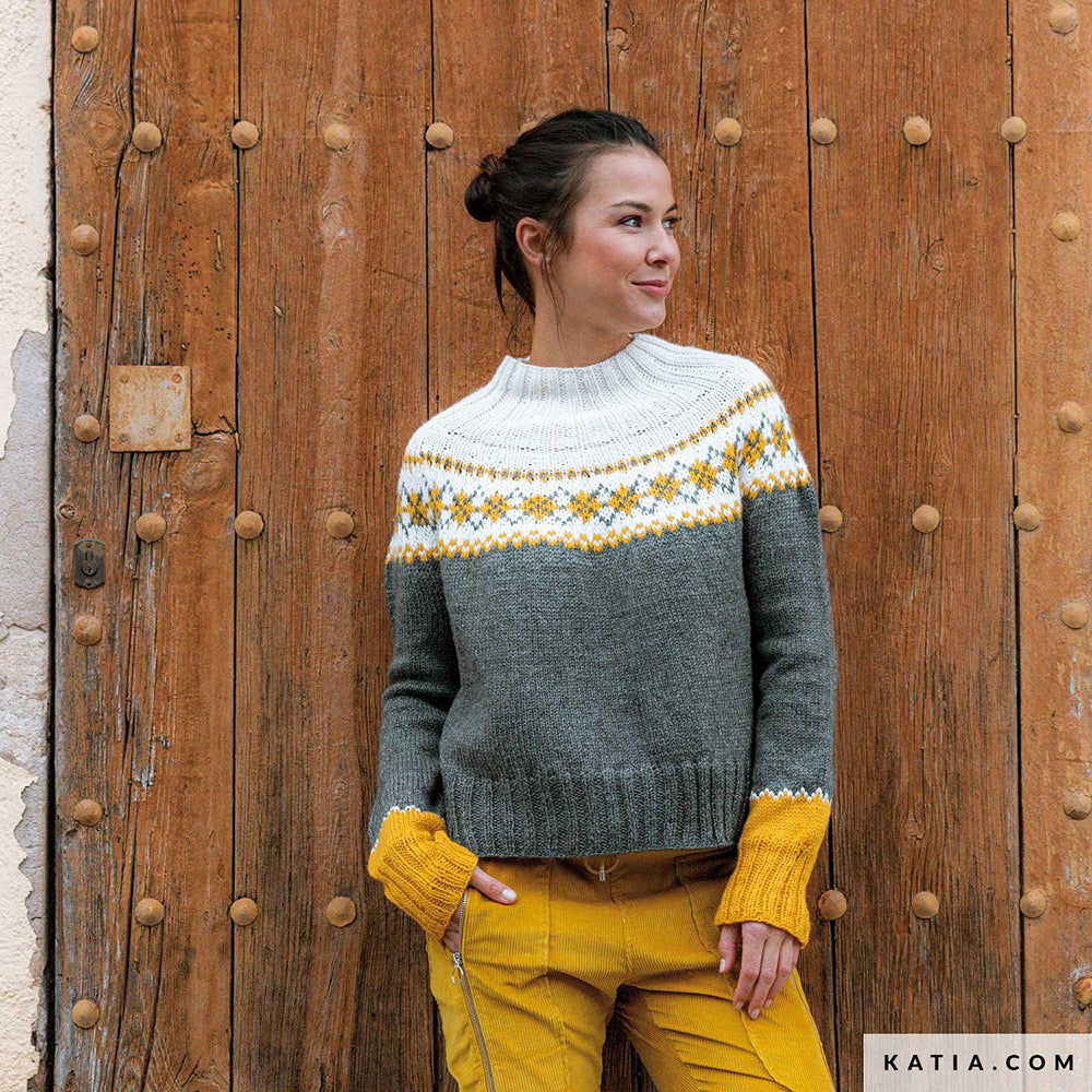 Patroon breien haken dames trui herfst winter katia — gemaakt met Katia Basic Merino (8)