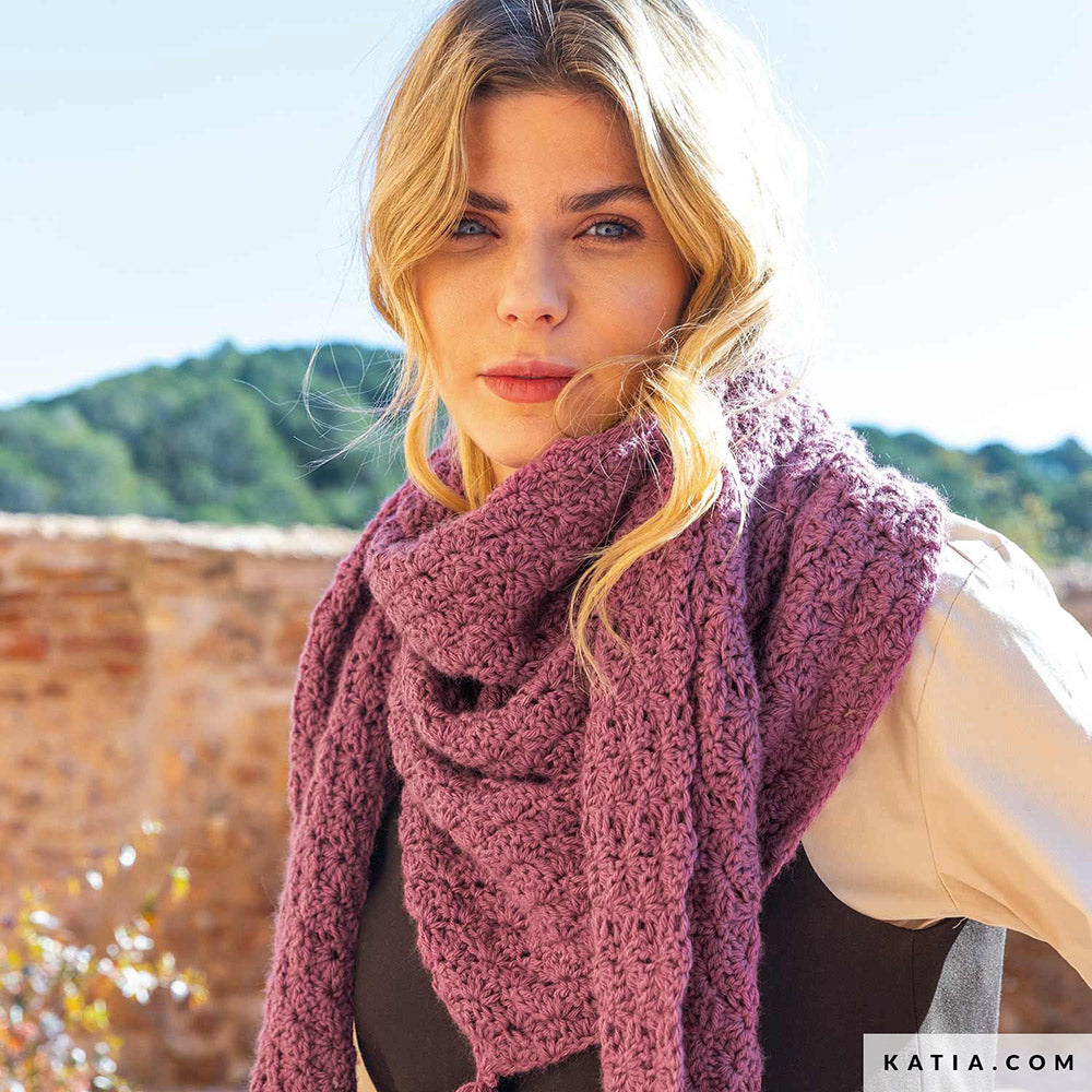 Patroon breien haken dames stola herfst winter katia — gemaakt met Katia Basic Merino 088 (3)