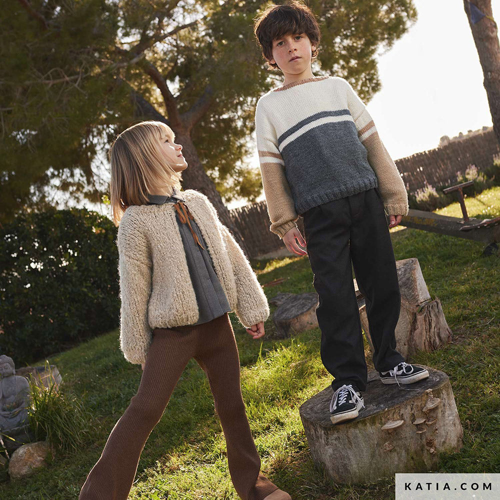 Patroon breien haken kinderen trui herfst winter katia — gemaakt met Katia Basic Merino 090 (6)
