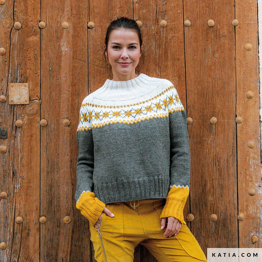 Patroon breien haken dames trui herfst winter katia — gemaakt met Katia Basic Merino 090 (7)