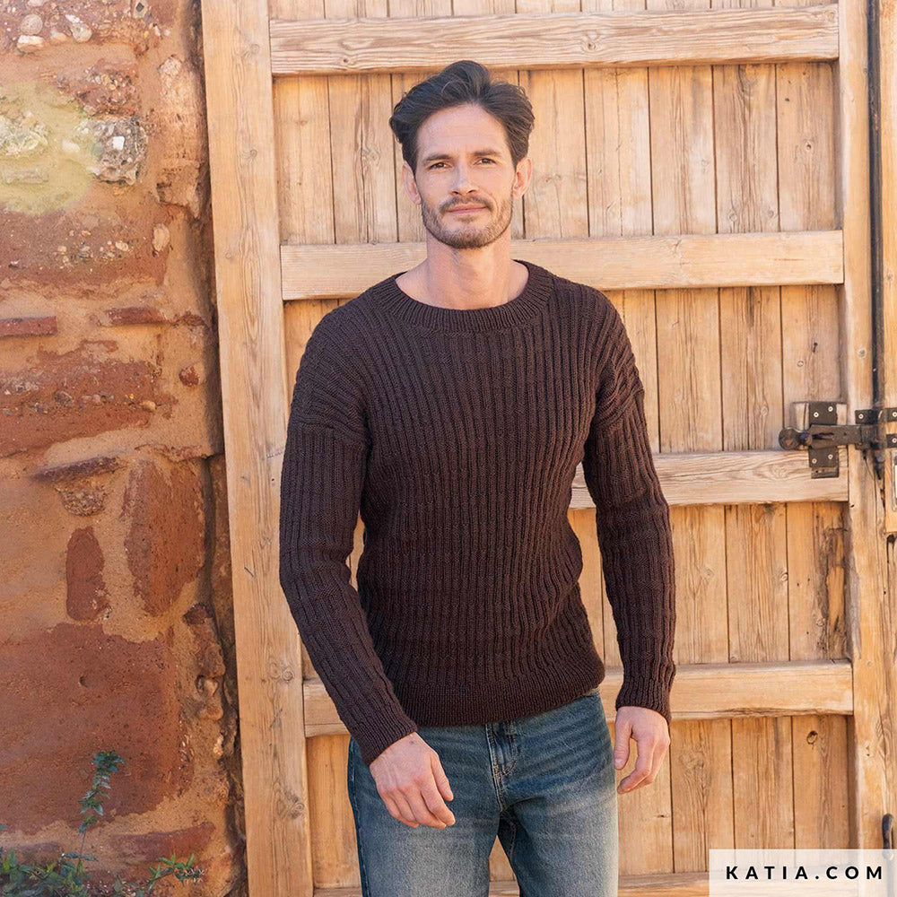 Patroon breien haken heren trui herfst winter katia — gemaakt met Katia Basic Merino 090 (2)