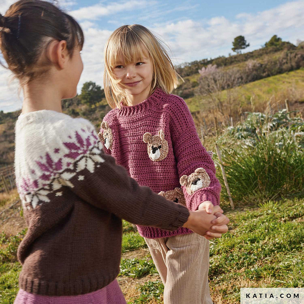 Patroon breien haken kinderen trui herfst winter katia — gemaakt met Katia Basic Merino 094 (3)