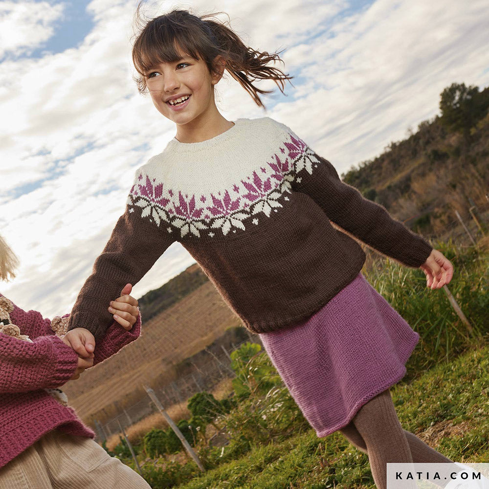 Patroon breien haken kinderen rok herfst winter katia — gemaakt met Katia Basic Merino 094