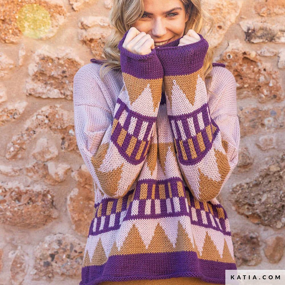 Patroon breien haken dames trui herfst winter katia — gemaakt met Katia Basic Merino 094 (13)