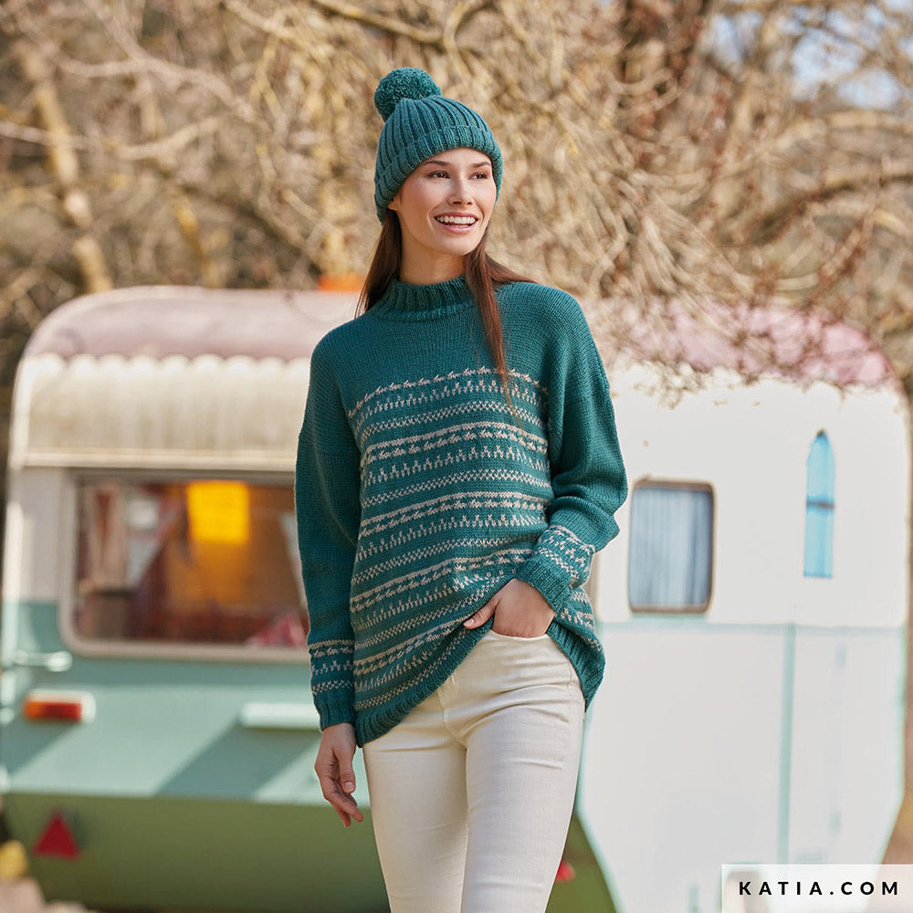 Patroon breien haken dames trui herfst winter katia — gemaakt met Katia Basic Merino 094 (18)