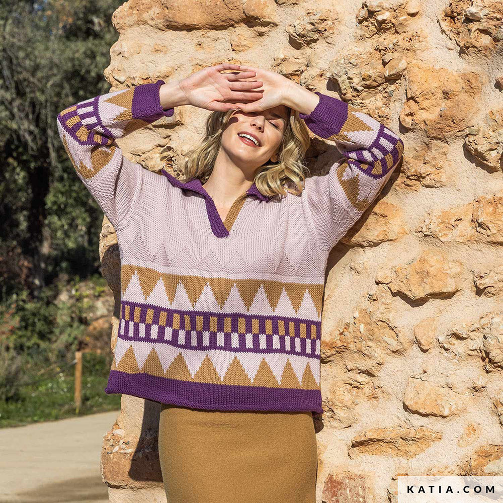 Patroon breien haken dames trui herfst winter katia — gemaakt met Katia Basic Merino 095 (10)