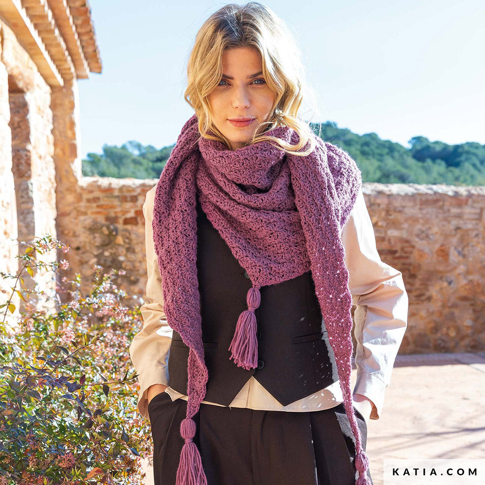 Patroon breien haken dames stola herfst winter katia — gemaakt met Katia Basic Merino 097 (5)