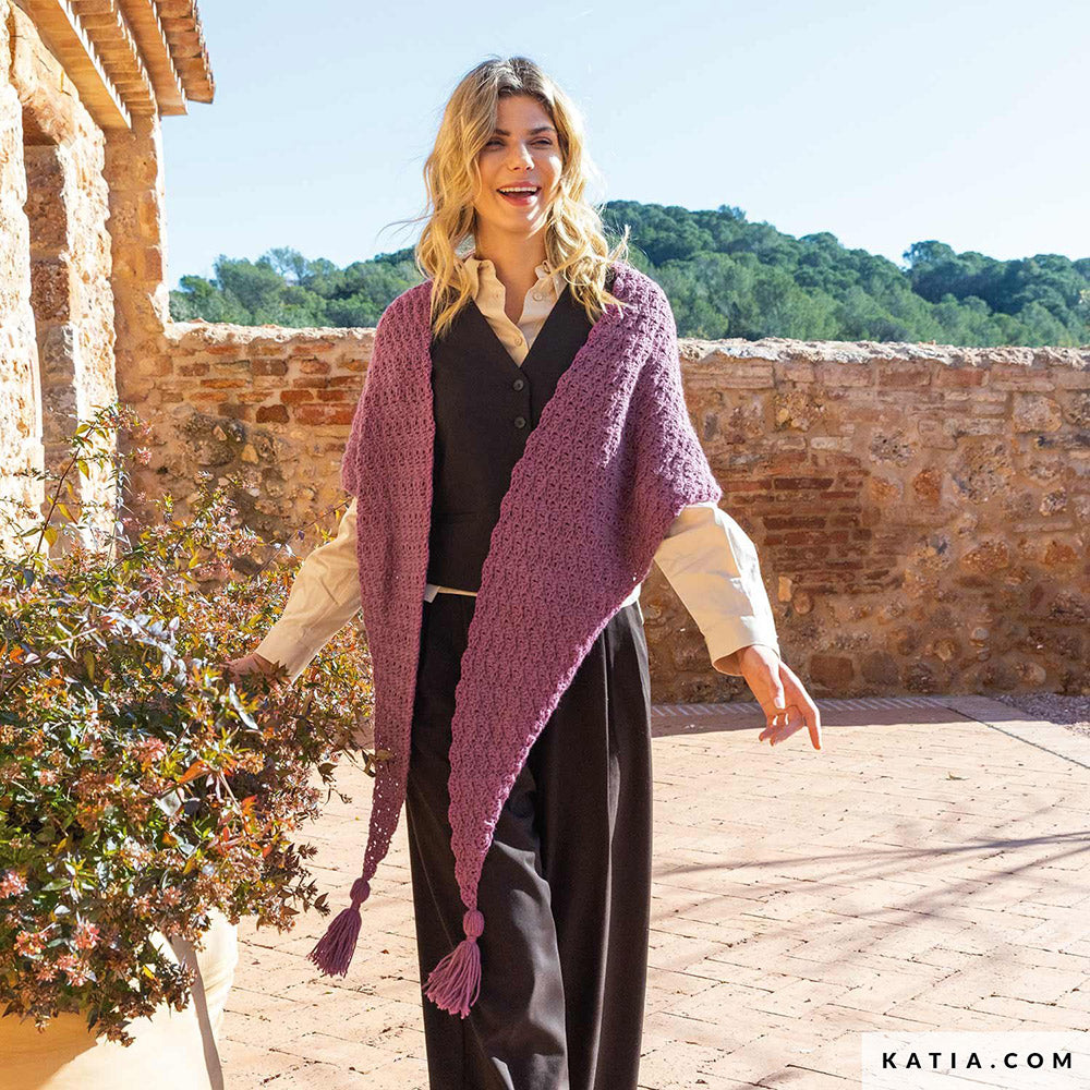 Patroon breien haken dames stola herfst winter katia — gemaakt met Katia Basic Merino 097 (4)