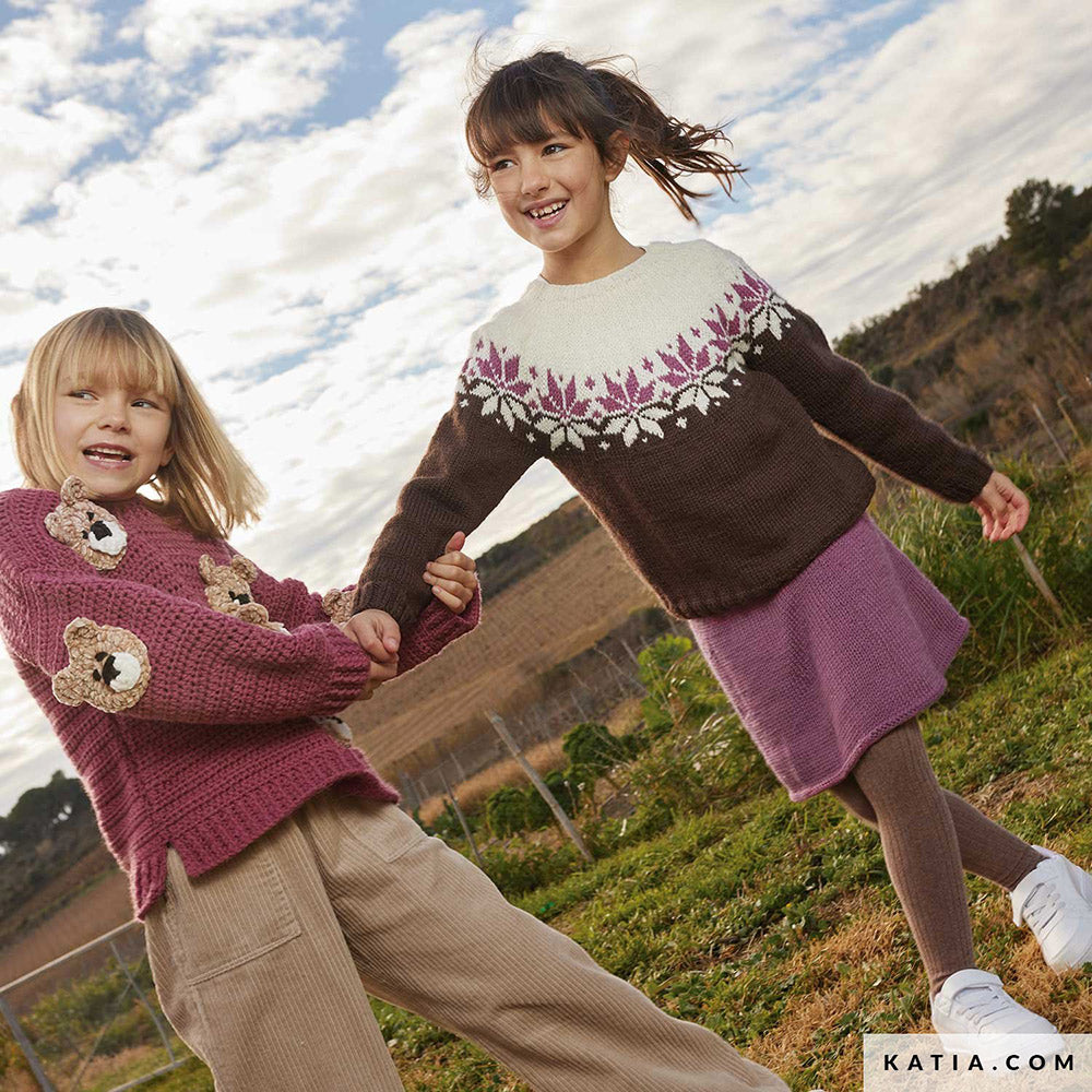 Patroon breien haken kinderen trui herfst winter katia — gemaakt met Katia Basic Merino 099 (2)