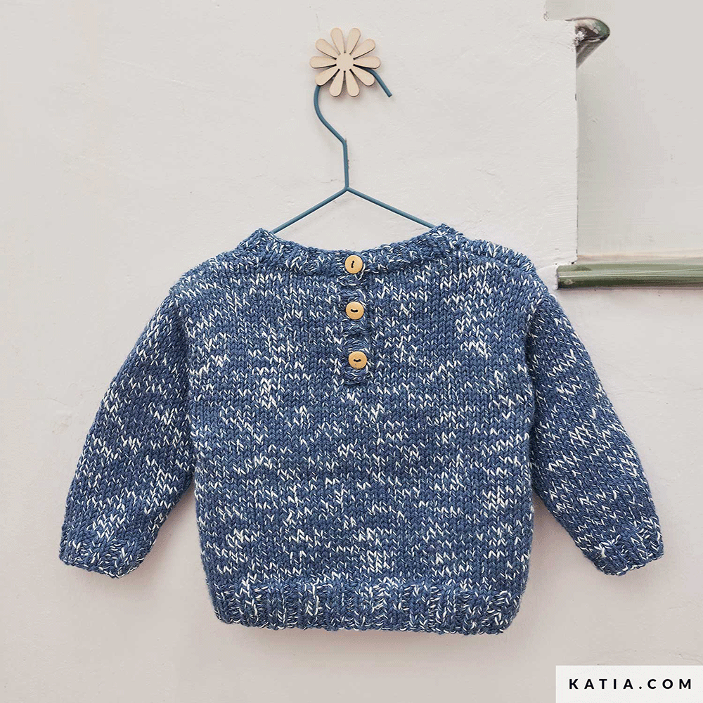 Patroon breien haken baby trui herfst winter katia — gemaakt met Katia Basic Merino 099 (5)