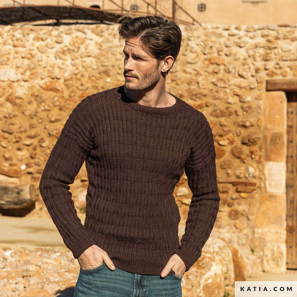 Patroon breien haken heren trui herfst winter katia — gemaakt met Katia Basic Merino (4)
