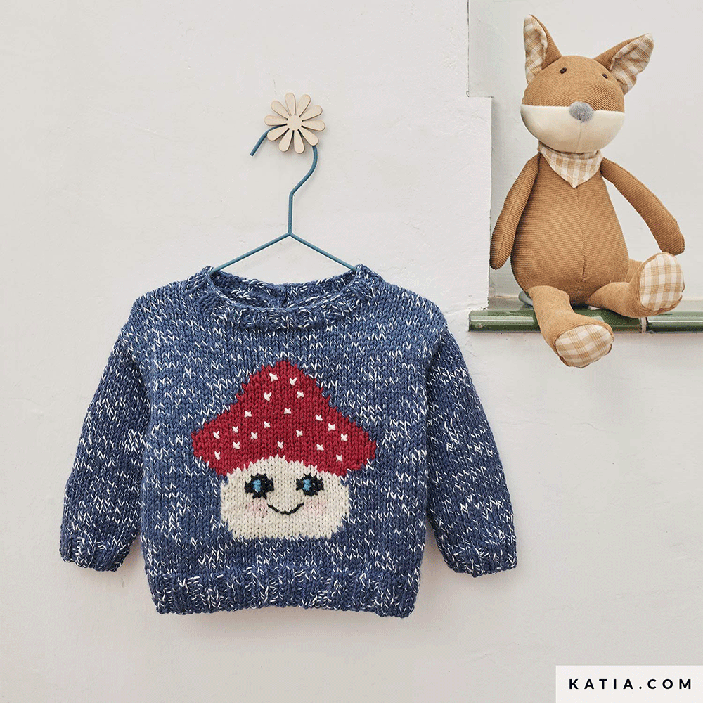 Patroon breien haken baby trui herfst winter katia — gemaakt met Katia Basic Merino (4)