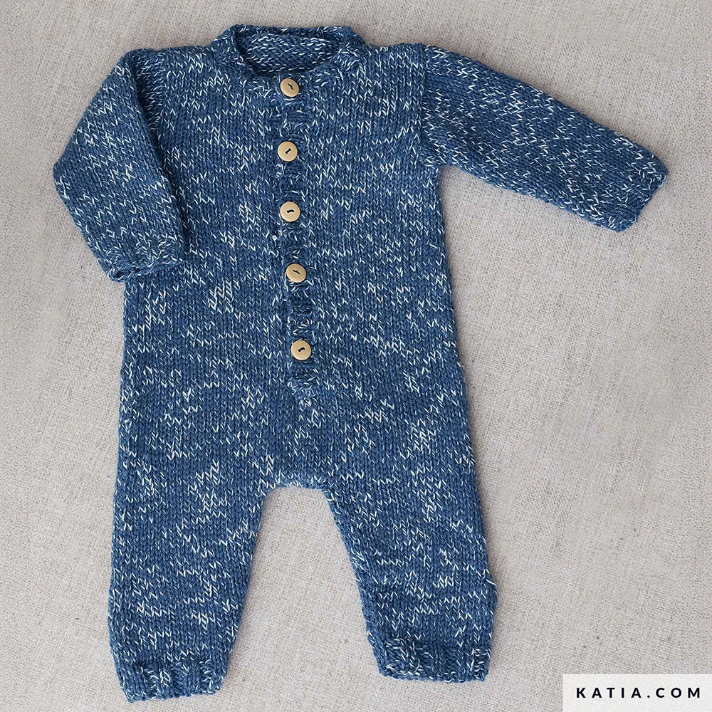 Patroon breien haken baby kruippakje herfst winter katia — gemaakt met Katia Basic Merino Popcorn (2)