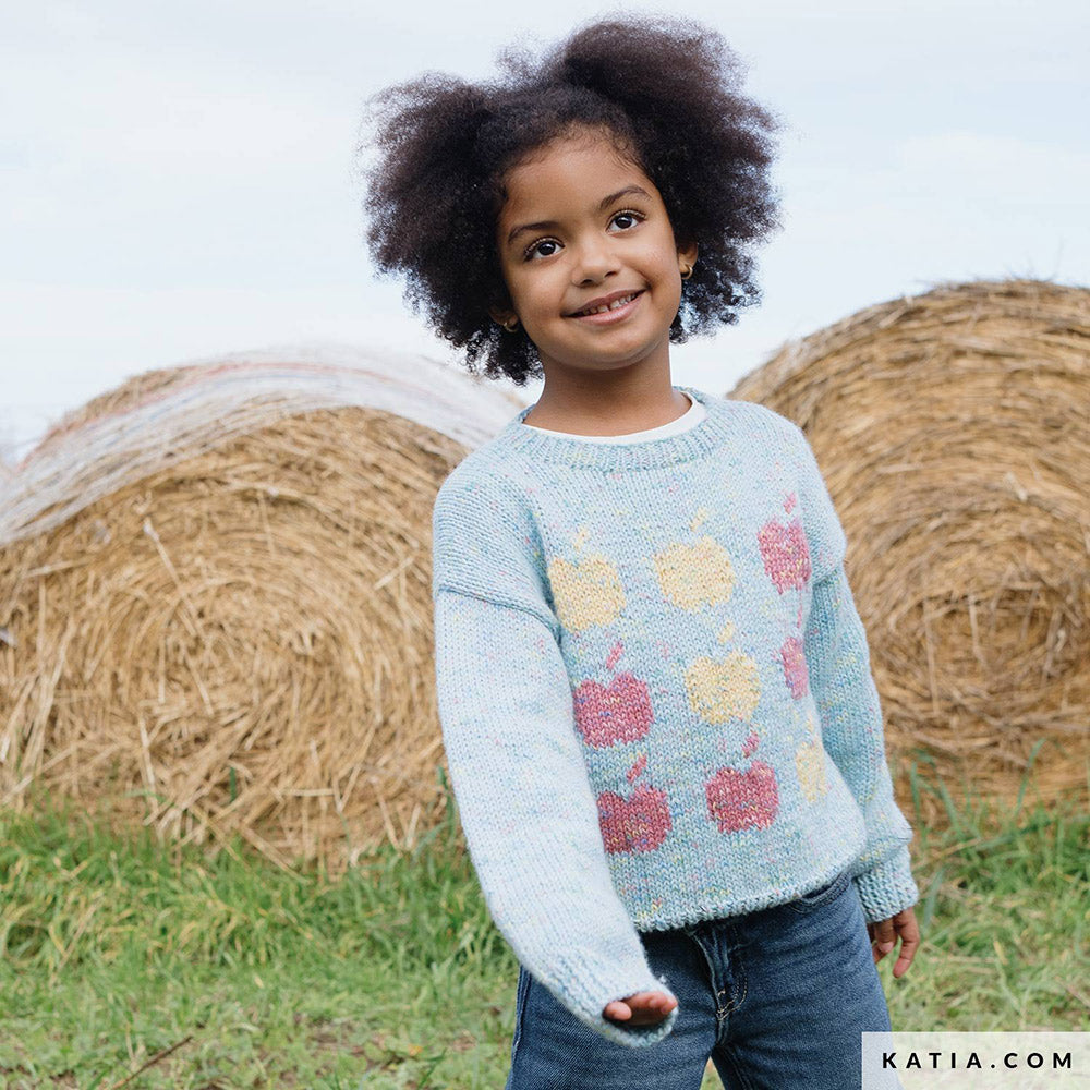 Patroon breien haken kinderen trui herfst winter katia — gemaakt met Katia Basic Merino Popcorn (3)