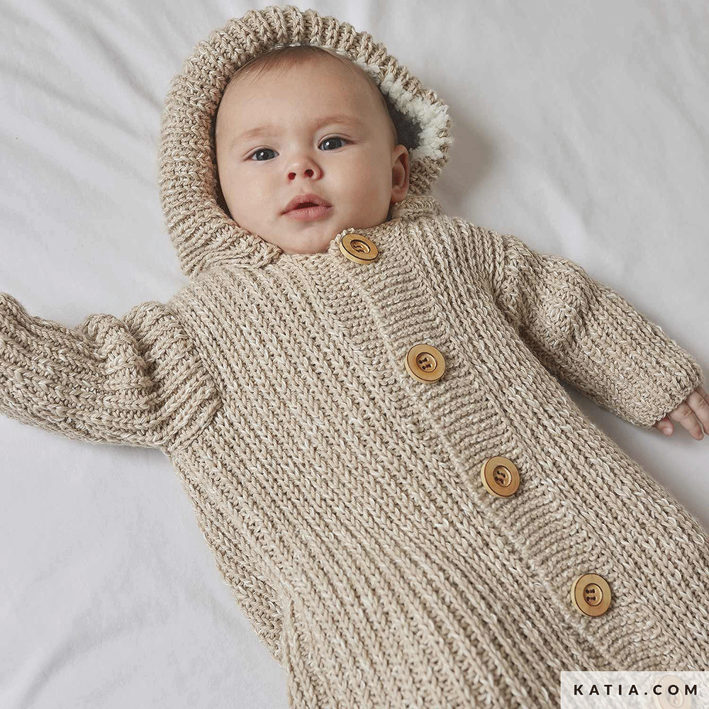 Patroon breien haken baby zak herfst winter katia — gemaakt met Katia Basic Merino Popcorn (3)
