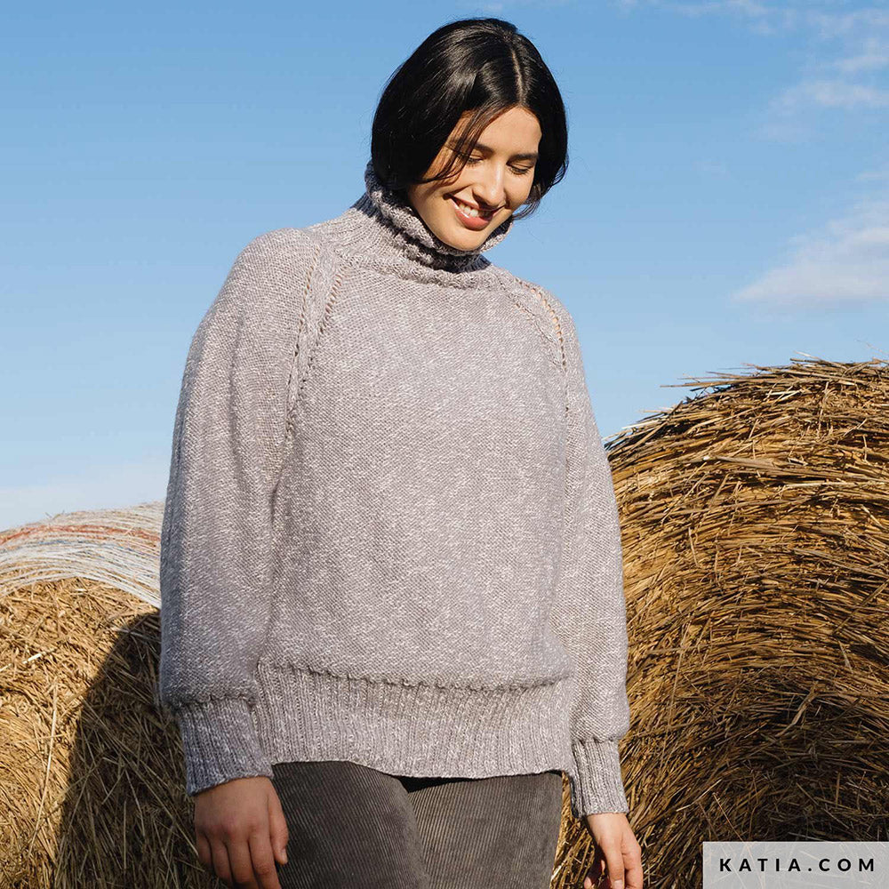 Patroon breien haken dames trui herfst winter katia — gemaakt met Katia Basic Merino Popcorn (12)