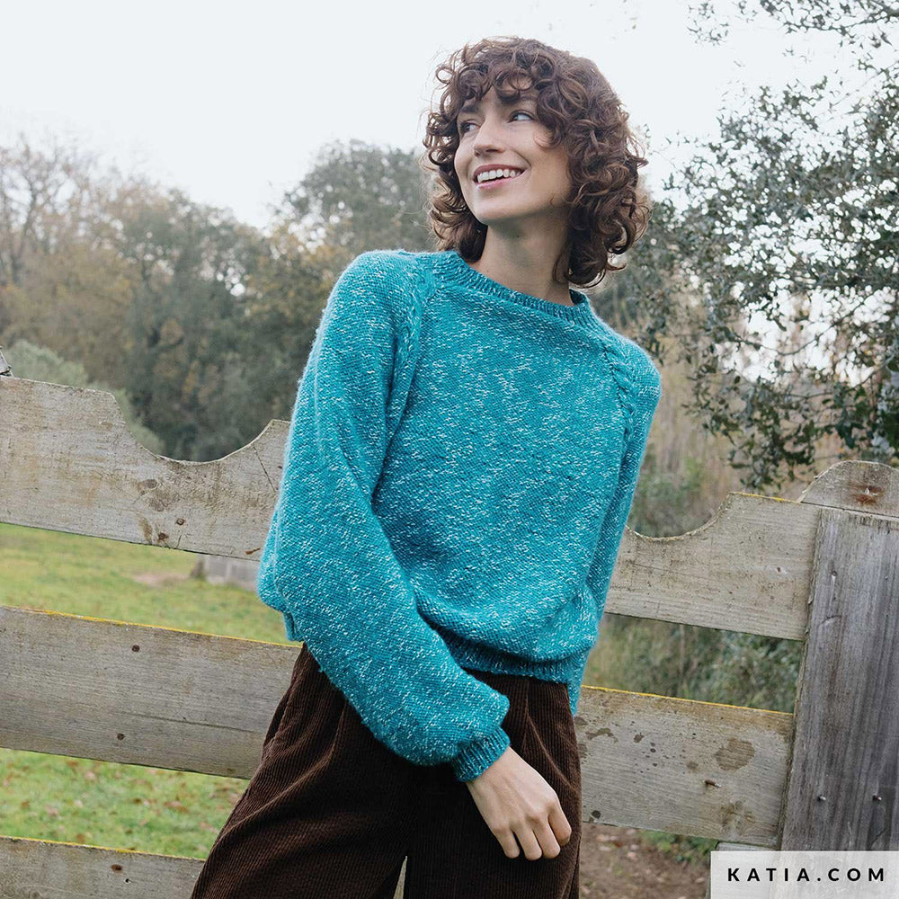 Patroon breien haken dames trui herfst winter katia — gemaakt met Katia Basic Merino Popcorn