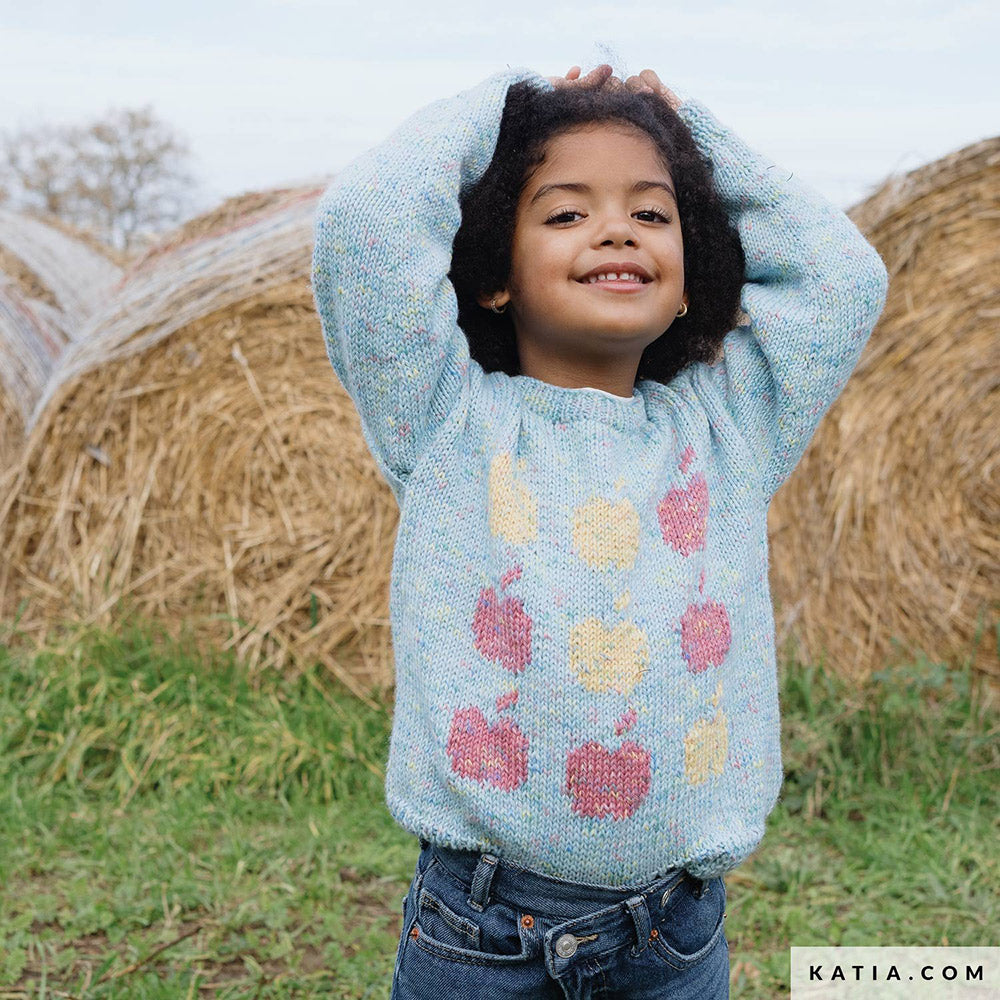 Patroon breien haken kinderen trui herfst winter katia — gemaakt met Katia Basic Merino Popcorn (4)