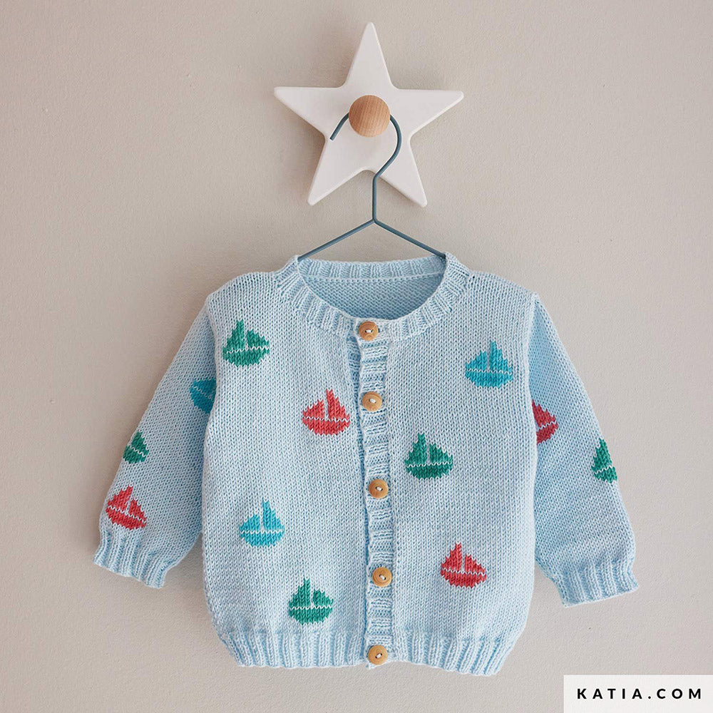 Patroon breien haken baby jas lente zomer katia — gemaakt met Katia Capri 82067 Licht Beige