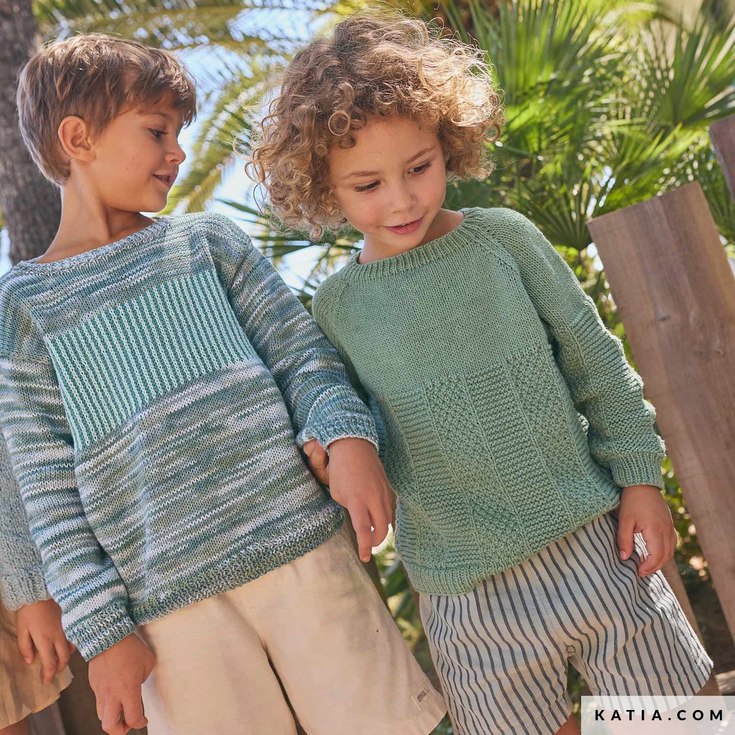 Patroon breien haken kinderen trui lente zomer katia — gemaakt met Katia Capri 82118 Licht Geel