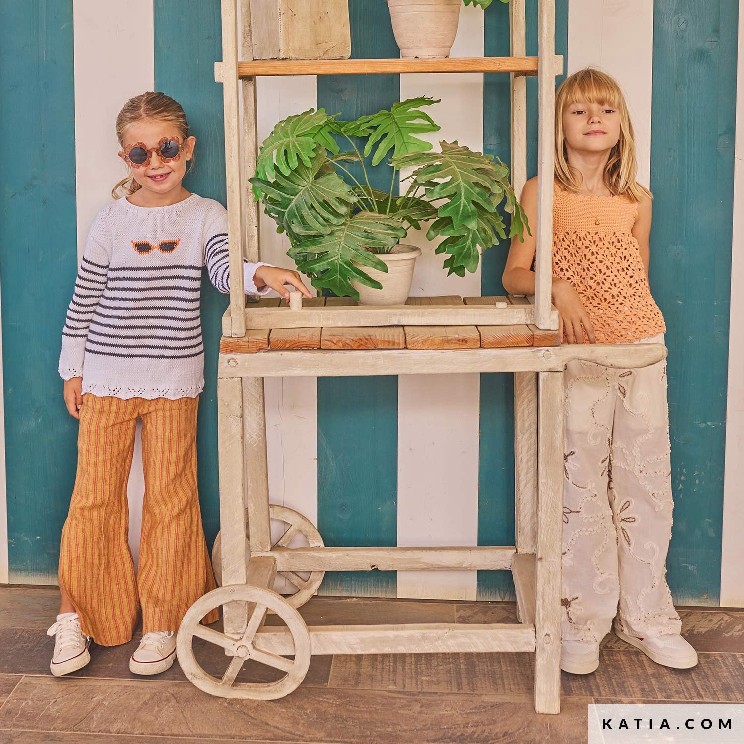 Patroon breien haken kinderen trui lente zomer katia — gemaakt met Katia Capri 82184 Kauwgom Roze (4)