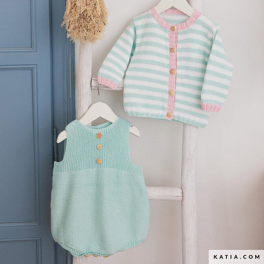 Patroon breien haken baby trui lente zomer katia — gemaakt met Katia Capri 82192 Meloen geel (3)