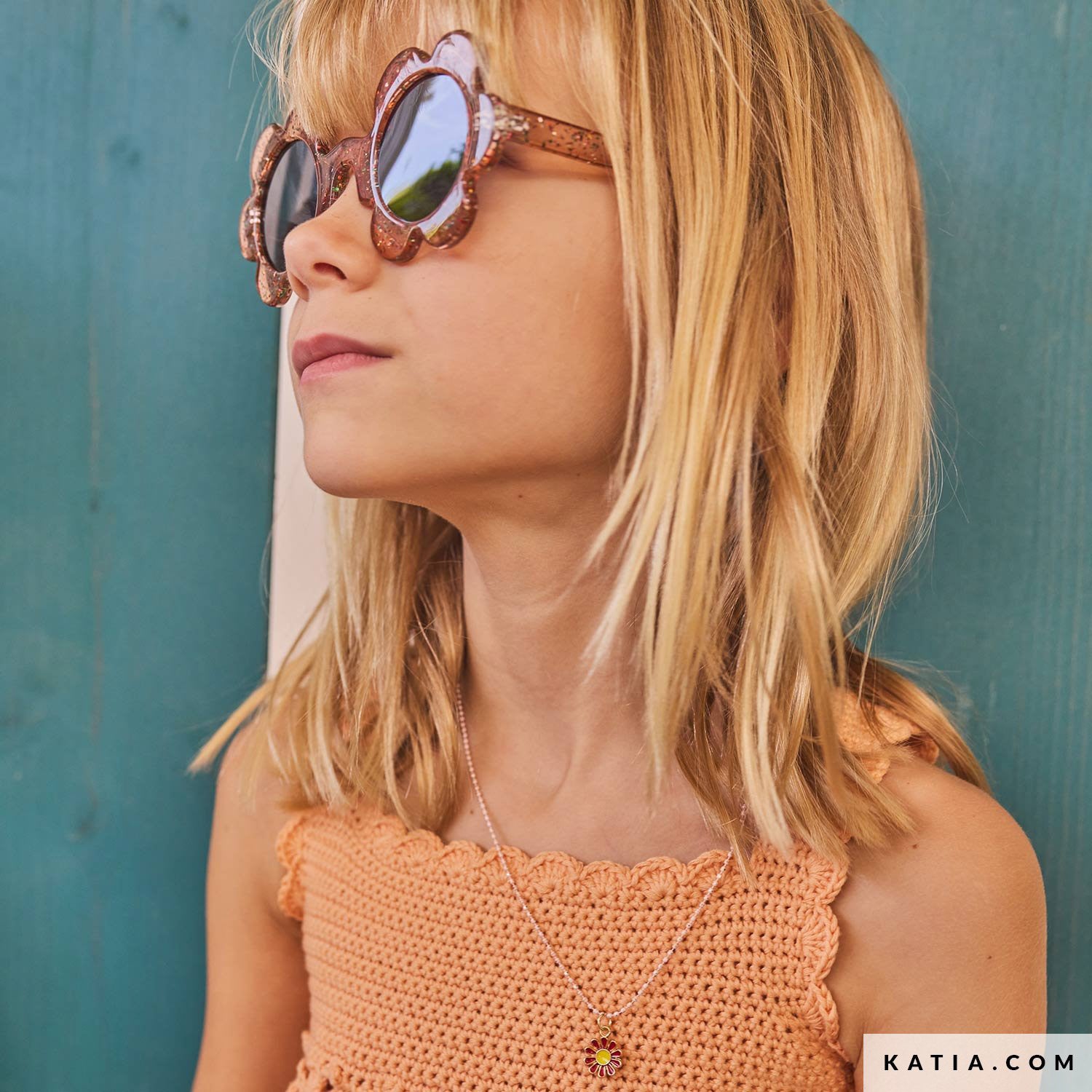Patroon breien haken kinderen topje lente zomer katia — gemaakt met Katia Capri 82211 Porselein (3)