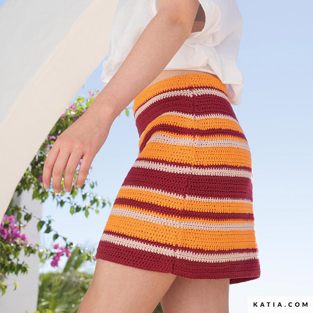 Patroon breien haken dames rok lente zomer katia — gemaakt met Katia Cotton 100% (3)