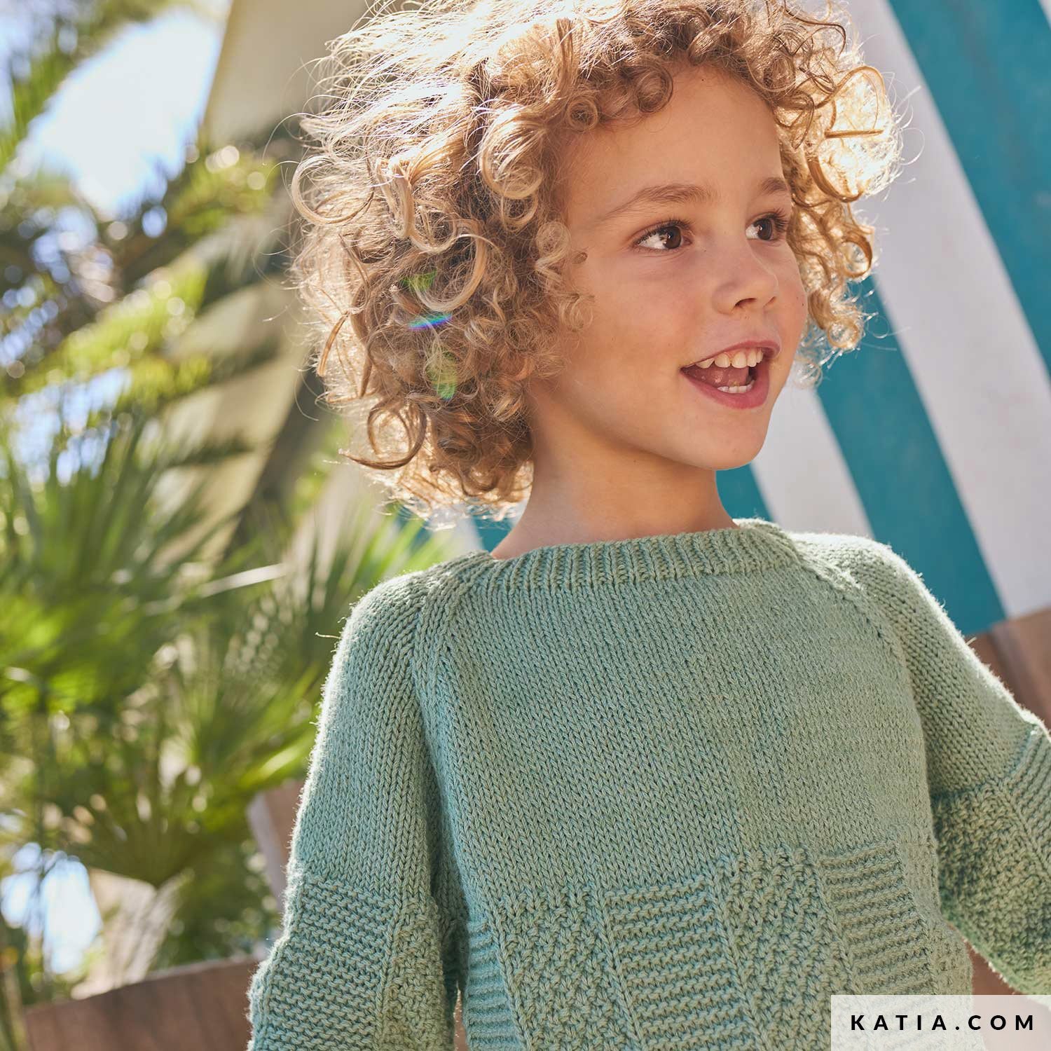 Patroon breien haken kinderen trui lente zomer katia — gemaakt met Katia Cotton-Camel (3)
