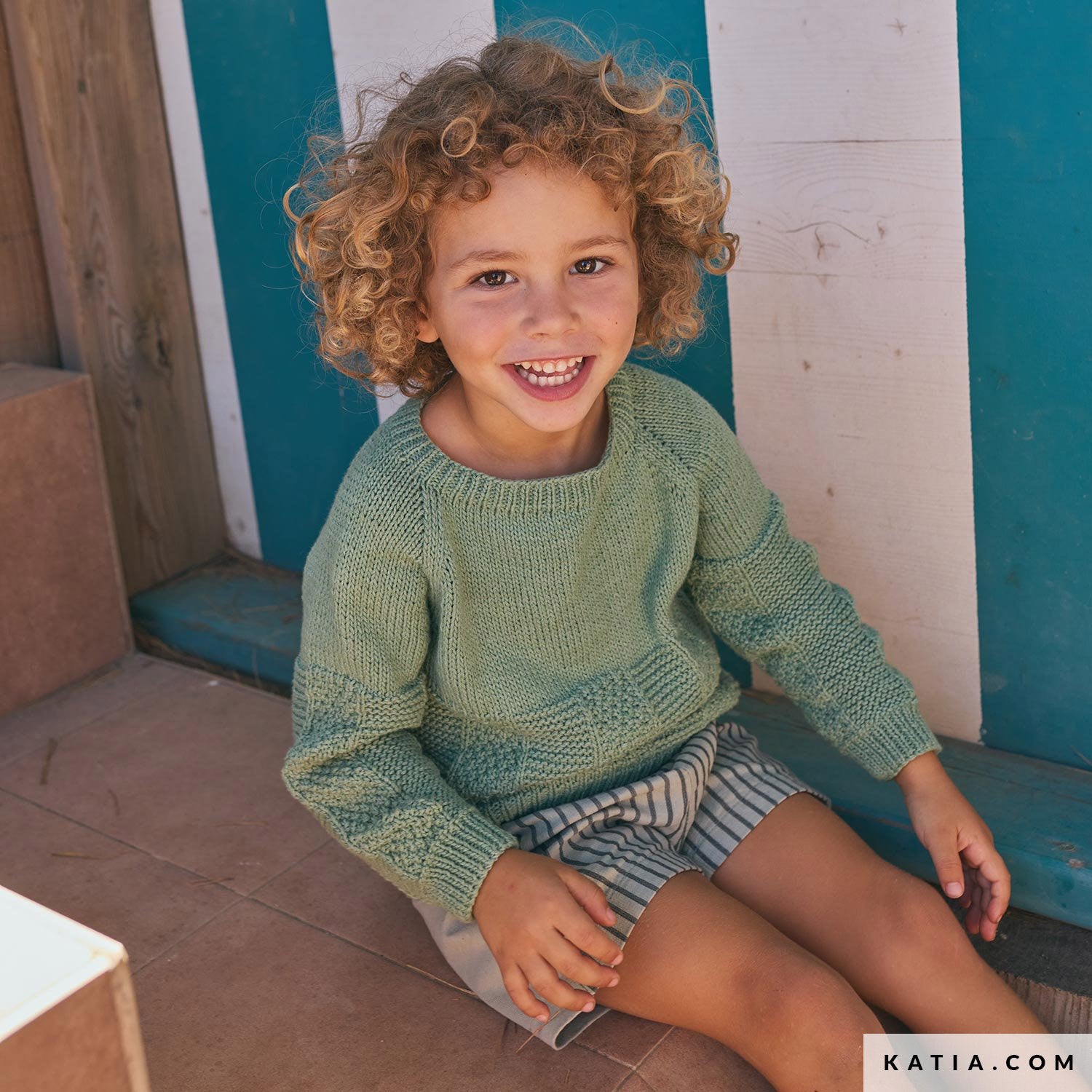 Patroon breien haken kinderen trui lente zomer katia — gemaakt met Katia Cotton-Camel (2)