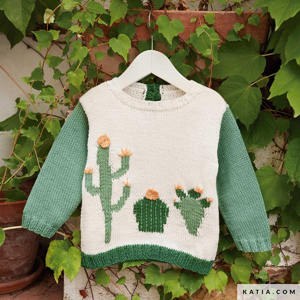 Patroon breien haken baby trui lente zomer katia — gemaakt met Katia Fair Cotton (3)