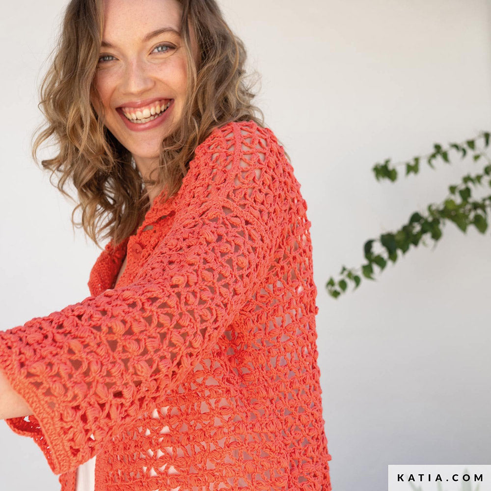Patroon breien haken dames jas lente zomer katia — gemaakt met Katia Fair Cotton (11)