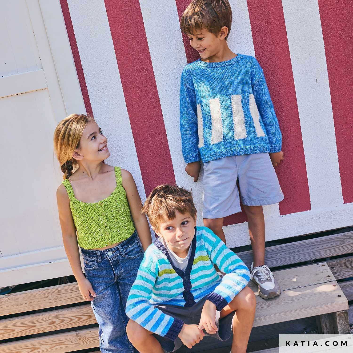 Patroon breien haken kinderen trui lente zomer katia — gemaakt met Katia Fair Cotton