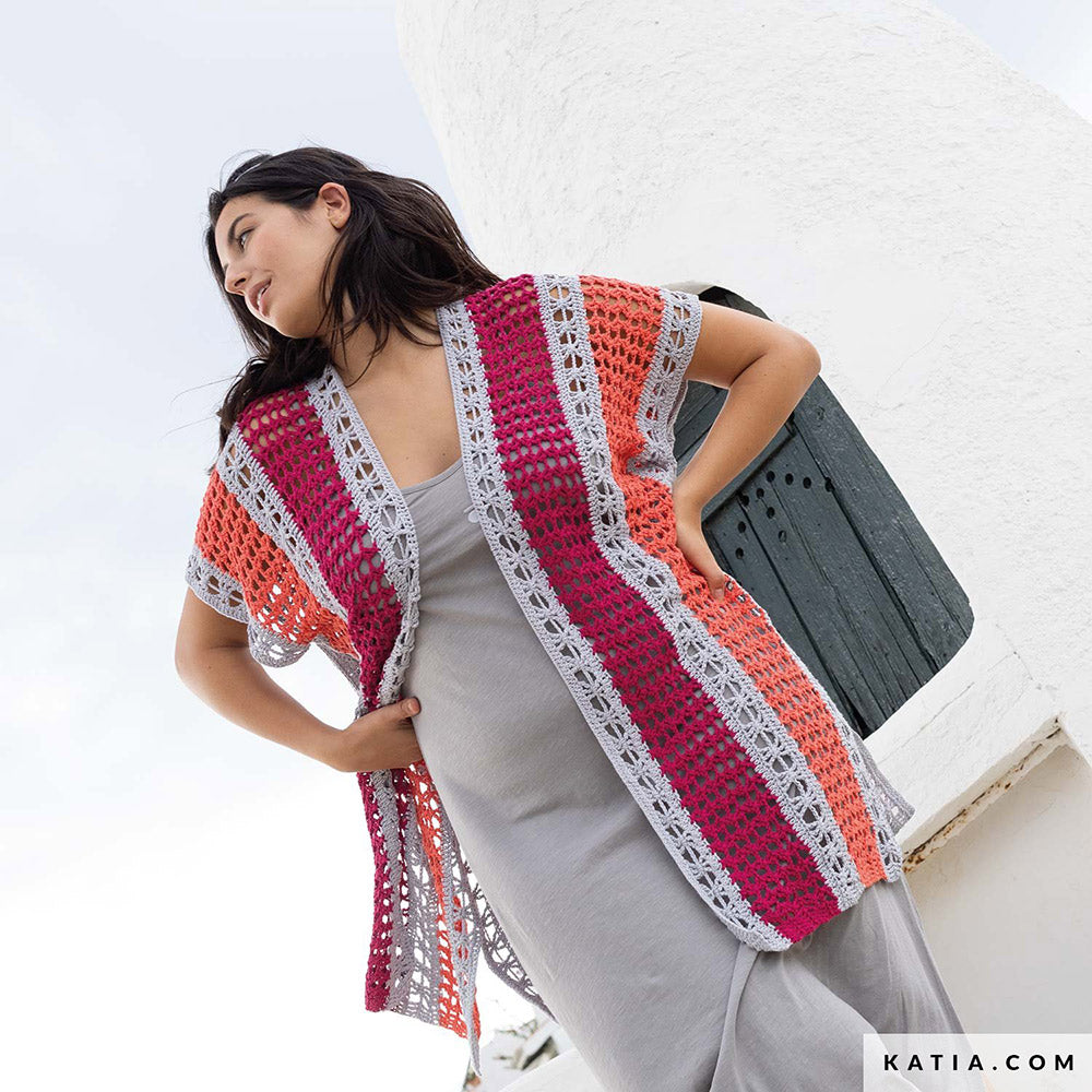Patroon breien haken dames jas lente zomer katia — gemaakt met Katia Fair Cotton (5)
