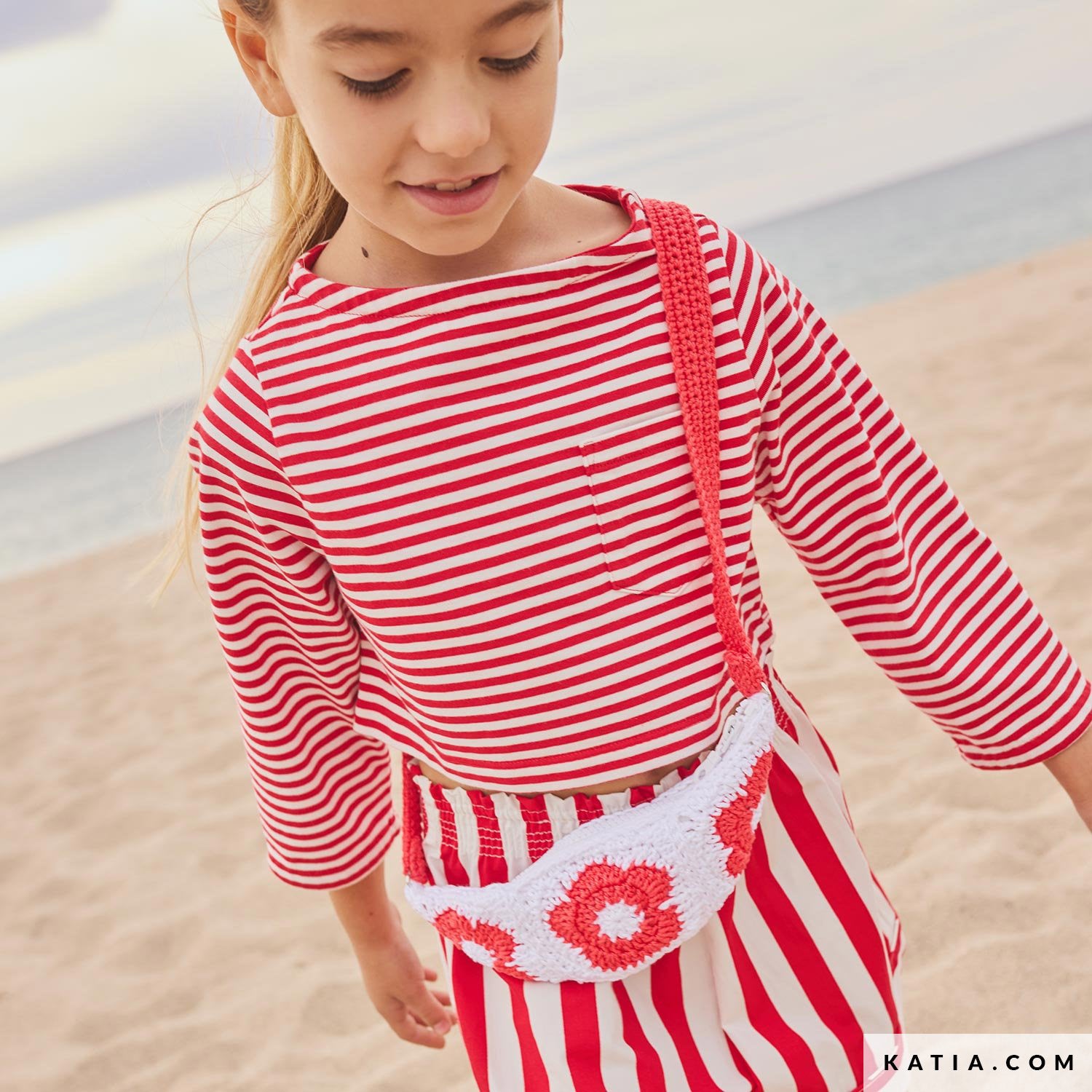 Patroon breien haken kinderen heuptasje lente zomer katia — gemaakt met Katia Kinderen Magazine No. (3)