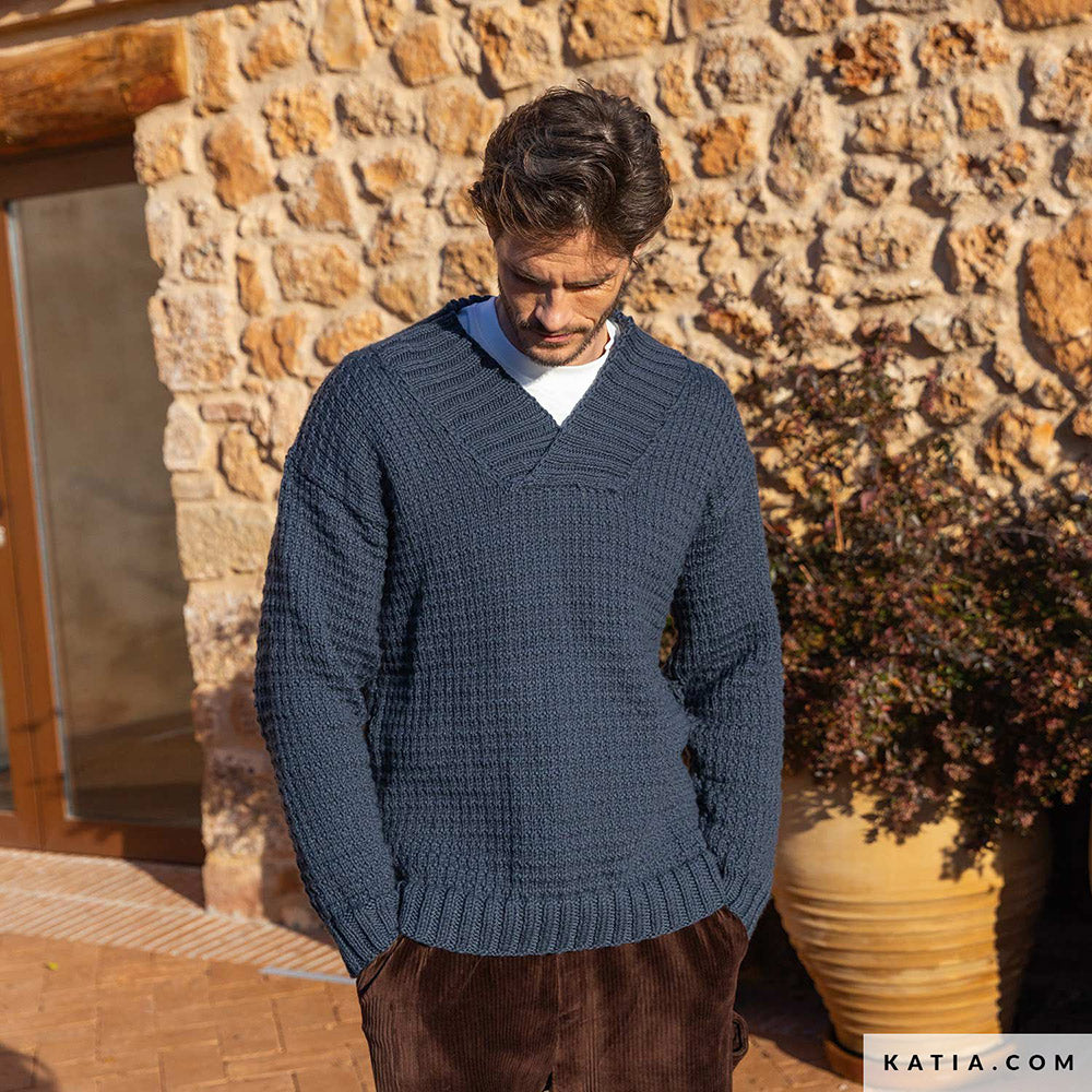 Patroon breien haken heren trui herfst winter katia — gemaakt met Katia Merino Aran (3)
