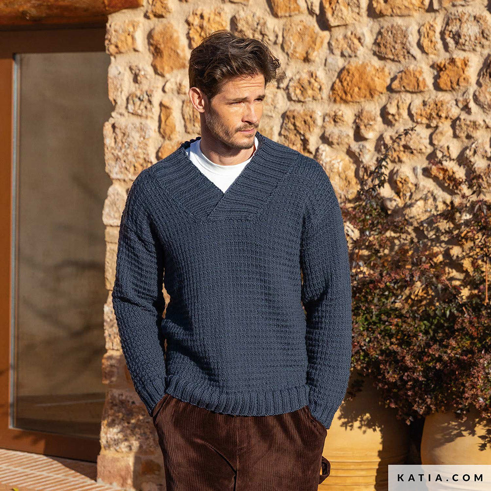 Patroon breien haken heren trui herfst winter katia — gemaakt met Katia Merino Aran (5)