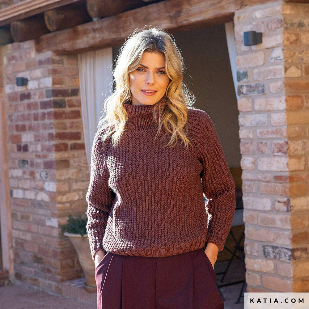 Patroon breien haken dames trui herfst winter katia — gemaakt met Katia Merino Aran (7)