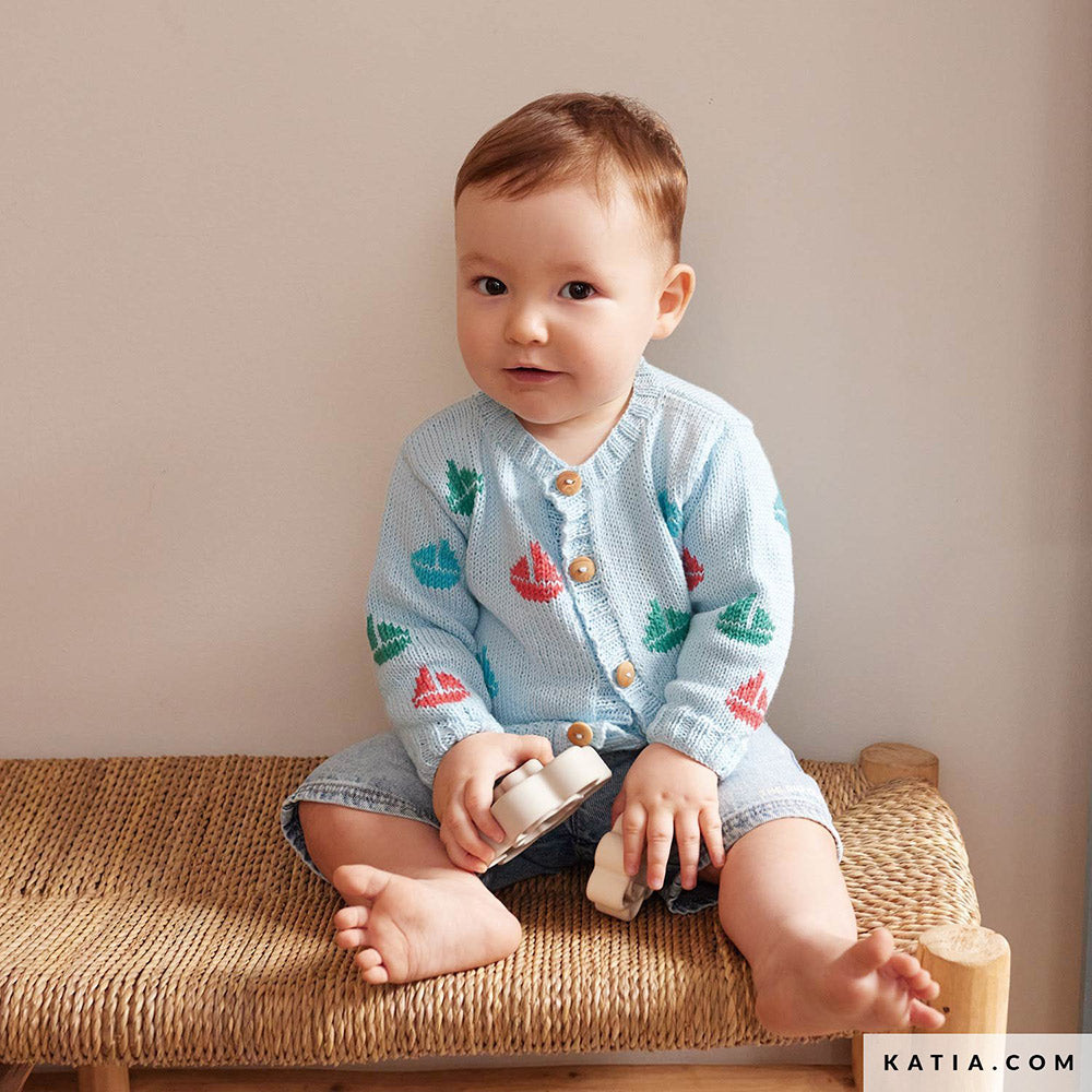 Patroon breien haken baby jas lente zomer katia — gemaakt met Katia Panama (2)