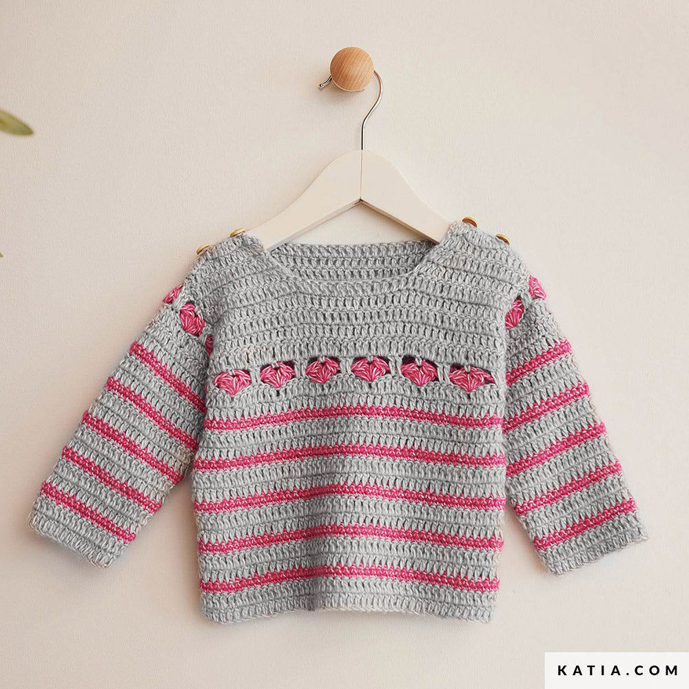 Patroon breien haken baby trui lente zomer katia — gemaakt met Katia Puro Cotone (3)