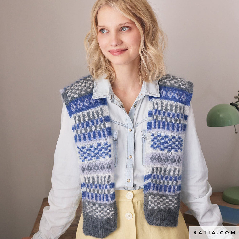 Patroon breien haken dames vest herfst winter katia — gemaakt met Katia Silky Mohair (3)